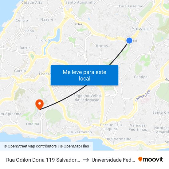 Rua Odilon Doria 119 Salvador - Bahia 40285 Brasil to Universidade Federal Da Bahia map