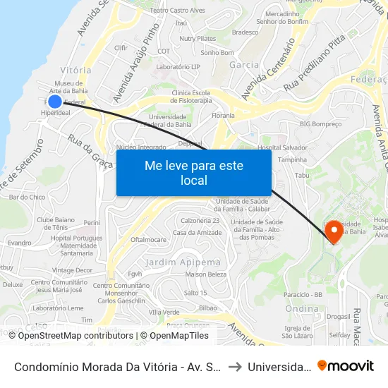 Condomínio Morada Da Vitória - Av. Sete De Setembro 2493 - Vitória Salvador - Ba 40080-001 Brasil to Universidade Federal Da Bahia map