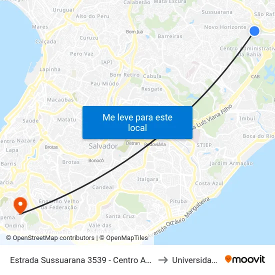 Estrada Sussuarana 3539 - Centro Administrativo Da Bahia Salvador - Ba 41213-000 Brasil to Universidade Federal Da Bahia map