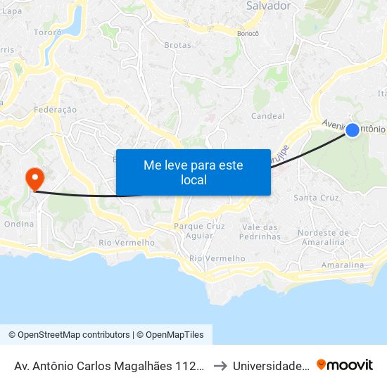 Av. Antônio Carlos Magalhães 1128 - Pituba Salvador - Ba 41800-700 Brazil to Universidade Federal Da Bahia map