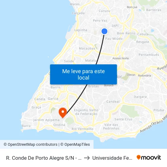 R. Conde De Porto Alegre S/N - Iapi Salvador - Ba Brasil to Universidade Federal Da Bahia map
