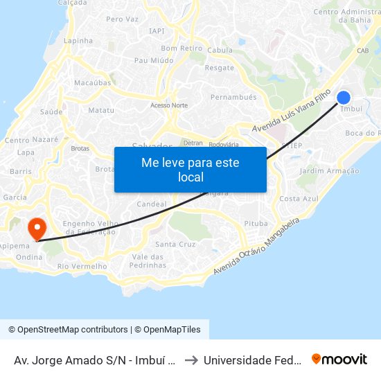 Av. Jorge Amado S/N - Imbuí Salvador - Ba Brasil to Universidade Federal Da Bahia map