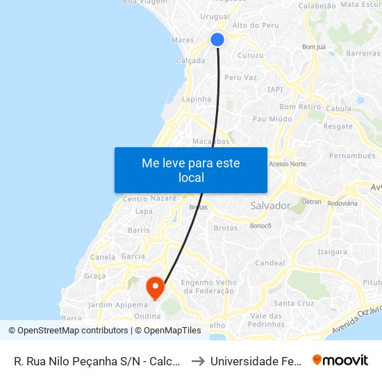 R. Rua Nilo Peçanha S/N - Calcada Salvador - Ba Brasil to Universidade Federal Da Bahia map