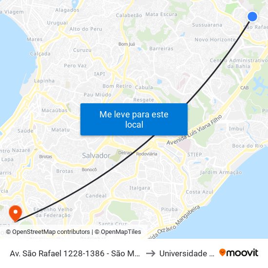 Av. São Rafael 1228-1386 - São Marcos Salvador - Ba 41253-190 Brasil to Universidade Federal Da Bahia map