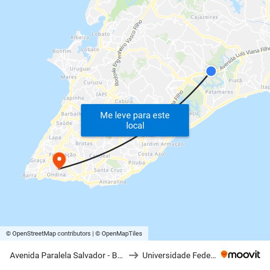Avenida Paralela Salvador - Bahia 41745 Brasil to Universidade Federal Da Bahia map
