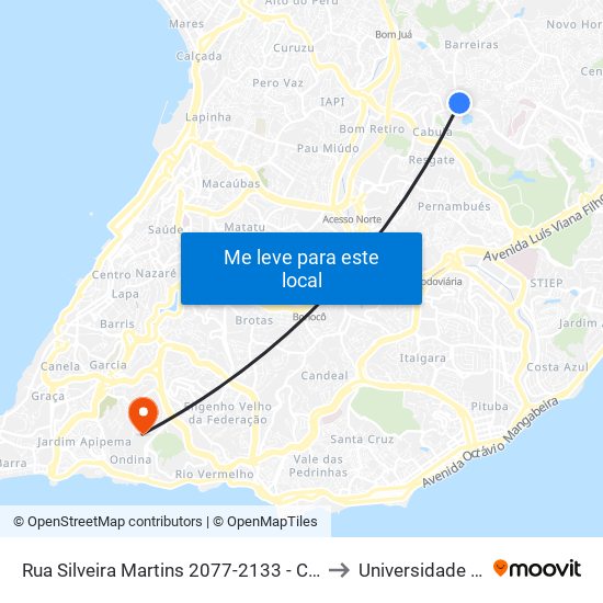 Rua Silveira Martins 2077-2133 - Cabula Salvador - Ba 41185-500 Brasil to Universidade Federal Da Bahia map