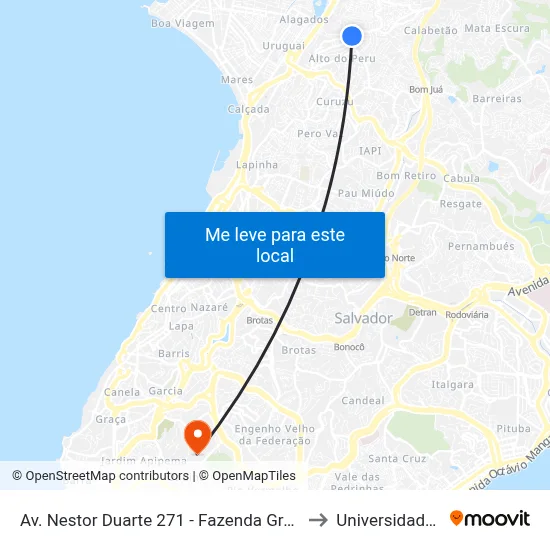 Av. Nestor Duarte 271 - Fazenda Grande Do Retiro Salvador - Ba 40391-200 Brasil to Universidade Federal Da Bahia map