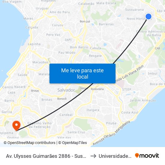 Av. Ulysses Guimarães 2886 - Sussuarana Salvador - Ba 41213-000 Brasil to Universidade Federal Da Bahia map