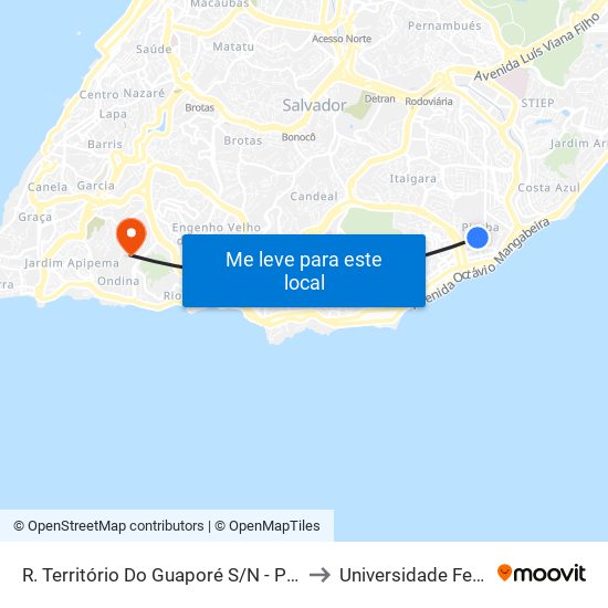 R. Território Do Guaporé S/N - Pituba Salvador - Ba Brasil to Universidade Federal Da Bahia map