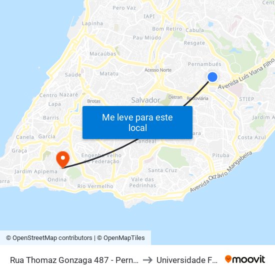 Rua Thomaz Gonzaga 487 - Pernambués Salvador - Ba Brasil to Universidade Federal Da Bahia map