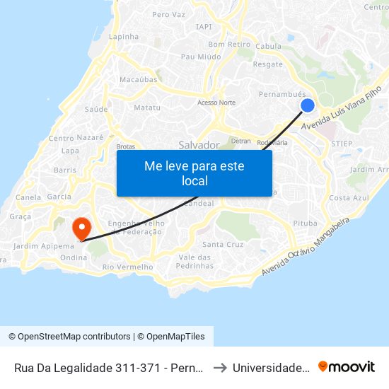 Rua Da Legalidade 311-371 - Pernambués Salvador - Ba 41110-560 Brasil to Universidade Federal Da Bahia map