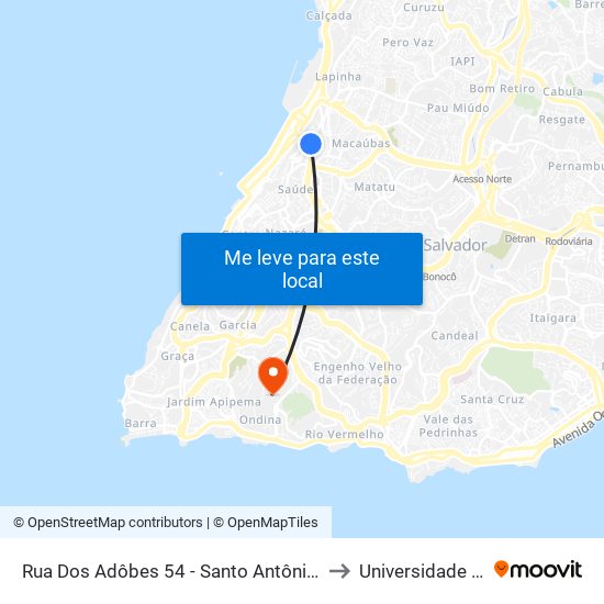 Rua Dos Adôbes 54 - Santo Antônio Além Do Carmo Salvador - Ba Brazil to Universidade Federal Da Bahia map