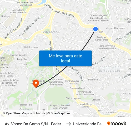 Av. Vasco Da Gama S/N - Federação Salvador - Ba Brasil to Universidade Federal Da Bahia map
