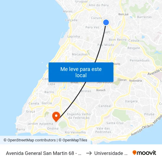 Avenida General San Martin 68 - Santa Monica Salvador - Ba Brazil to Universidade Federal Da Bahia map