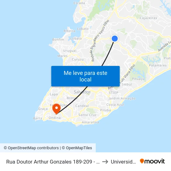 Rua Doutor Arthur Gonzales 189-209 - Pau Da Lima Salvador - Ba 41235-005 República Federativa Do Brasil to Universidade Federal Da Bahia map
