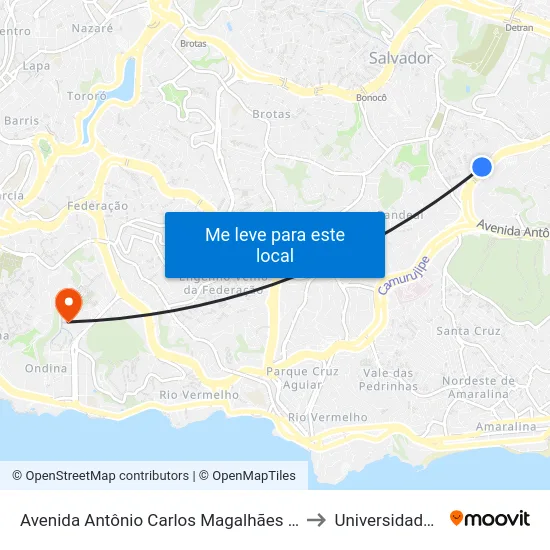 Avenida Antônio Carlos Magalhães 2499 Brotas Salvador - Ba 40280-000 Brasil to Universidade Federal Da Bahia map