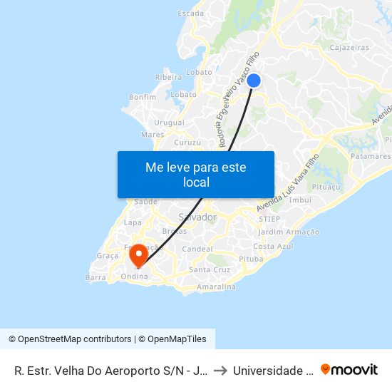 R. Estr. Velha Do Aeroporto S/N - Jardim Cajazeiras Salvador - Ba Brasil to Universidade Federal Da Bahia map