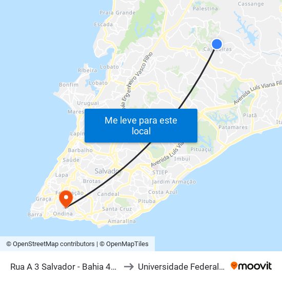 Rua A 3 Salvador - Bahia 41340 Brasil to Universidade Federal Da Bahia map