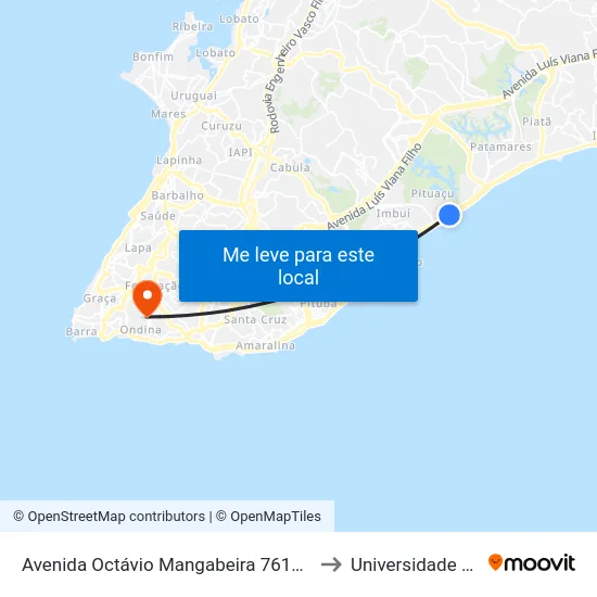 Avenida Octávio Mangabeira 7613 Salvador - Bahia 41750-971 Brasil to Universidade Federal Da Bahia map