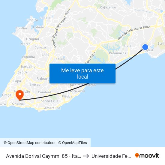 Avenida Dorival Caymmi 85 - Itapuã Salvador - Ba Brasil to Universidade Federal Da Bahia map