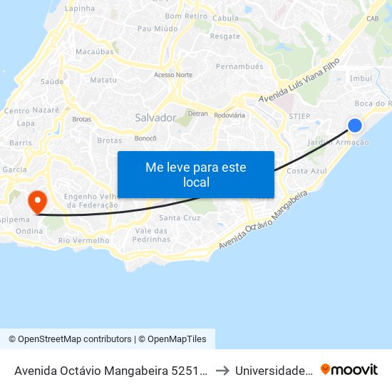 Avenida Octávio Mangabeira 5251-5447 - Bôca Do Rio Salvador - Ba Brasil to Universidade Federal Da Bahia map