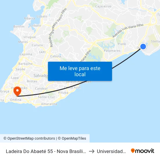 Ladeira Do Abaeté 55 - Nova Brasília De Itapuã Salvador - Ba 41610-730 Brasil to Universidade Federal Da Bahia map