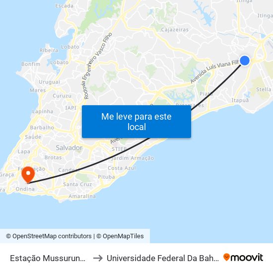 Estação Mussurunga to Universidade Federal Da Bahia map