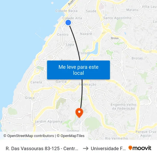 R. Das Vassouras 83-125 - Centro Salvador - Ba 40020-020 Brasil to Universidade Federal Da Bahia map