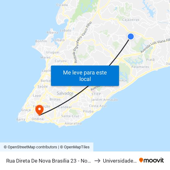 Rua Direta De Nova Brasília 23 - Nova Brasília Salvador - Ba 41350-010 Brasil to Universidade Federal Da Bahia map