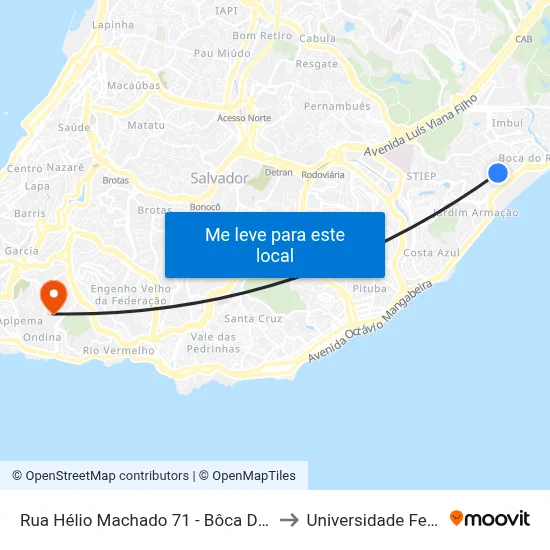 Rua Hélio Machado 71 - Bôca Do Rio Salvador - Ba Brasil to Universidade Federal Da Bahia map