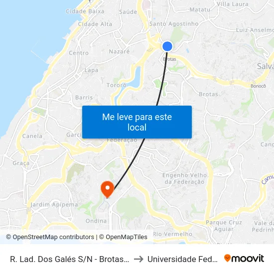 R. Lad. Dos Galés S/N - Brotas Salvador - Ba Brasil to Universidade Federal Da Bahia map