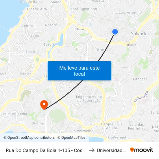 Rua Do Campo Da Bola 1-105 - Cosme De Farias Salvador - Ba 40253-030 Brasil to Universidade Federal Da Bahia map