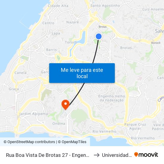 Rua Boa Vista De Brotas 27 - Engenho Velho De Brotas Salvador - Ba 40240-340 Brasil to Universidade Federal Da Bahia map