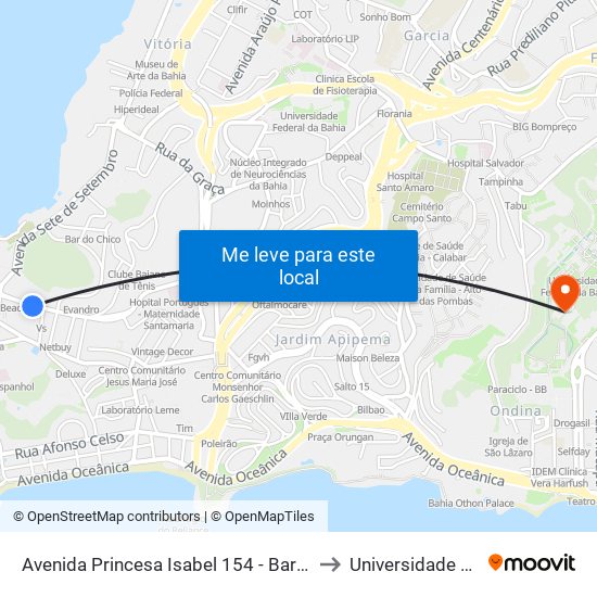 Avenida Princesa Isabel 154 - Barra Salvador - Ba 40130-030 Brasil to Universidade Federal Da Bahia map