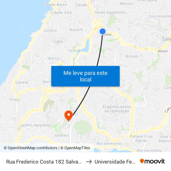 Rua Frederico Costa 182 Salvador - Bahia 40243 Brasil to Universidade Federal Da Bahia map