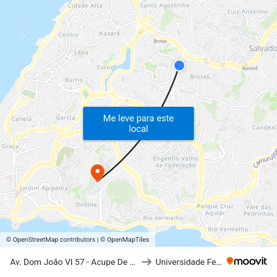Av. Dom João VI 57 - Acupe De Brotas Salvador - Ba Brasil to Universidade Federal Da Bahia map