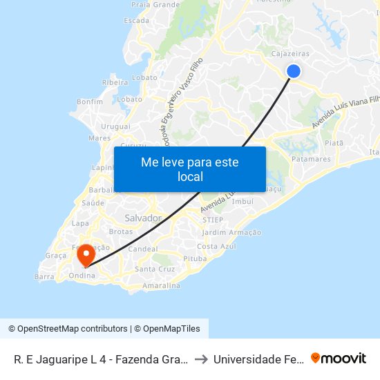 R. E Jaguaripe L 4 - Fazenda Grande 2 Salvador - Ba Brasil to Universidade Federal Da Bahia map
