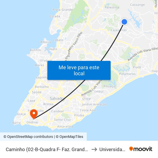 Caminho (02-B-Quadra F- Faz. Grande I 1 - Fazenda Grande I Salvador - Ba 41330-020 Brasil to Universidade Federal Da Bahia map