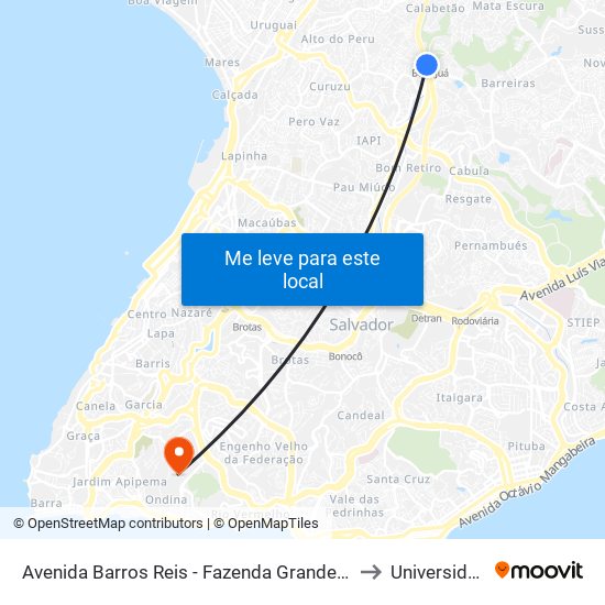 Avenida Barros Reis - Fazenda Grande Do Retiro Salvador - Ba 40350-500 República Federativa Do Brasil to Universidade Federal Da Bahia map