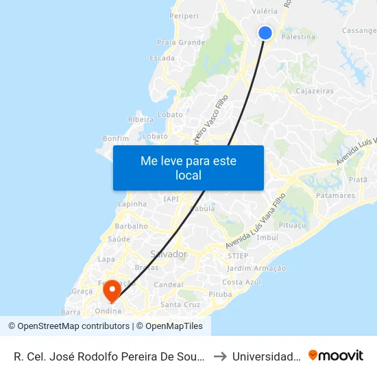 R. Cel. José Rodolfo Pereira De Souza 1-137 - Valéria Salvador - Ba 41301-335 Brasil to Universidade Federal Da Bahia map