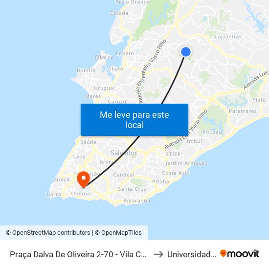 Praça Dalva De Oliveira 2-70 - Vila Canária Salvador - Ba República Federativa Do Brasil to Universidade Federal Da Bahia map
