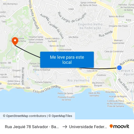 Rua Jequié 78 Salvador - Bahia 41940 Brasil to Universidade Federal Da Bahia map