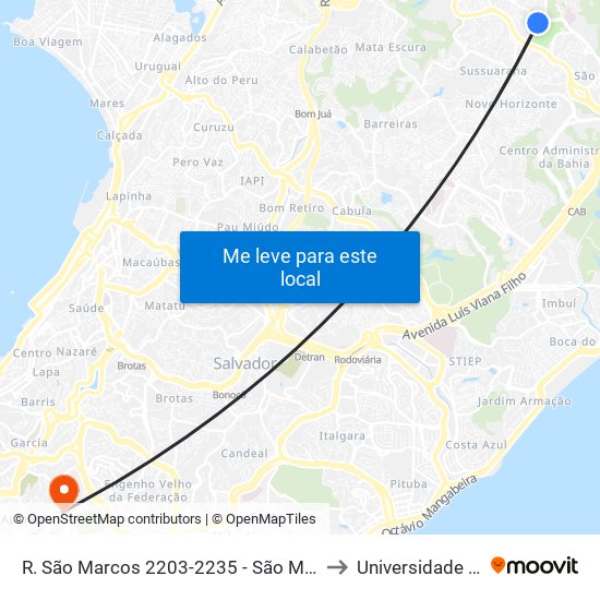 R. São Marcos 2203-2235 - São Marcos Salvador - Ba 41253-190 Brasil to Universidade Federal Da Bahia map