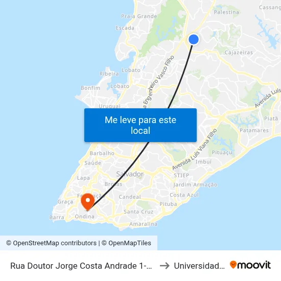 Rua Doutor Jorge Costa Andrade 1-261 - Águas Claras Salvador - Ba 41310-260 Brasil to Universidade Federal Da Bahia map