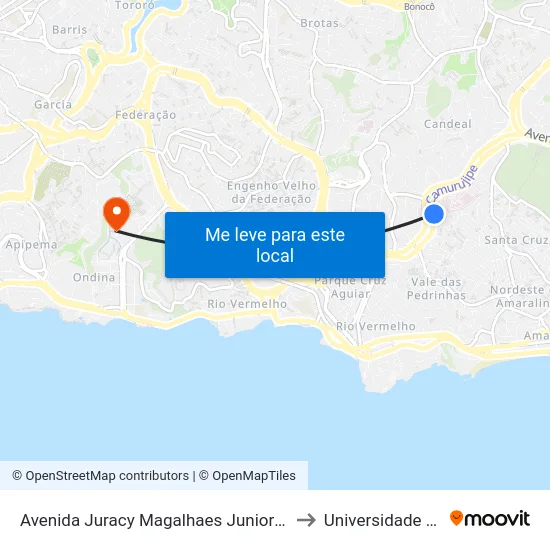 Avenida Juracy Magalhaes Junior 1440 Salvador - Bahia 41926 Brasil to Universidade Federal Da Bahia map