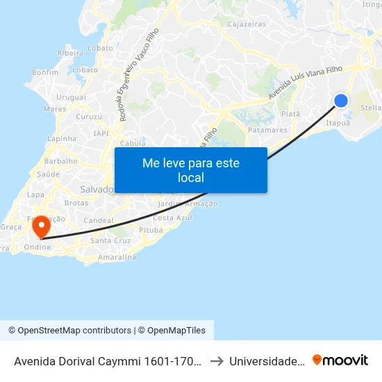 Avenida Dorival Caymmi 1601-1709 - Itapuã Salvador - Ba 41635-152 Brasil to Universidade Federal Da Bahia map