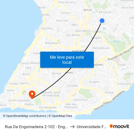 Rua Da Engomadeira 2-102 - Engomadeira Salvador - Ba Brasil to Universidade Federal Da Bahia map