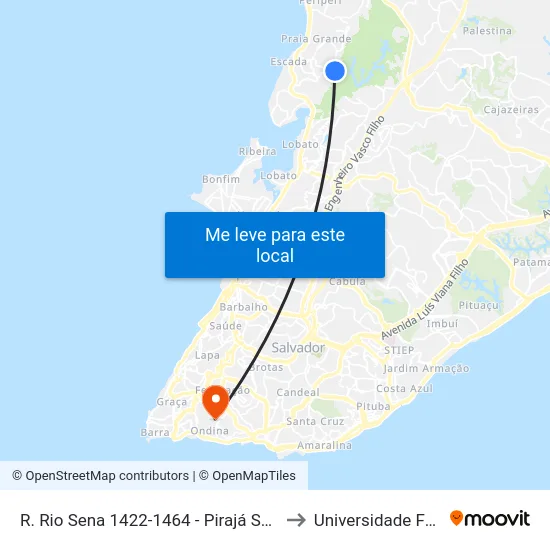 R. Rio Sena 1422-1464 - Pirajá Salvador - Ba 40715-500 Brasil to Universidade Federal Da Bahia map