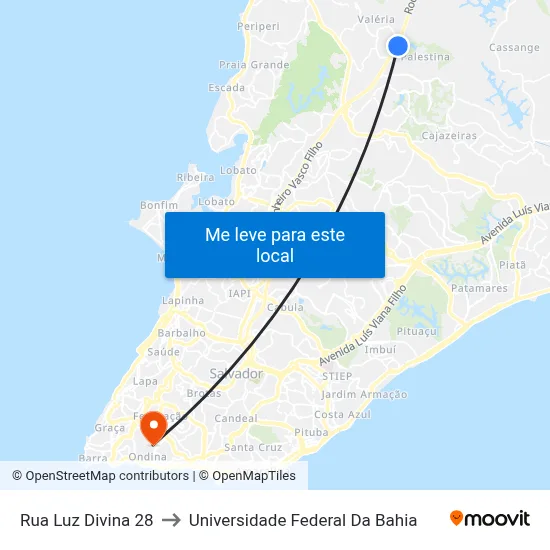 Rua Luz Divina 28 to Universidade Federal Da Bahia map