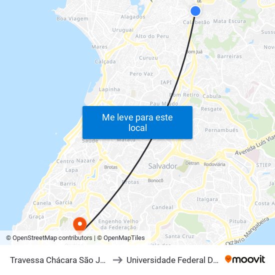 Travessa Chácara São Jorge 13 to Universidade Federal Da Bahia map